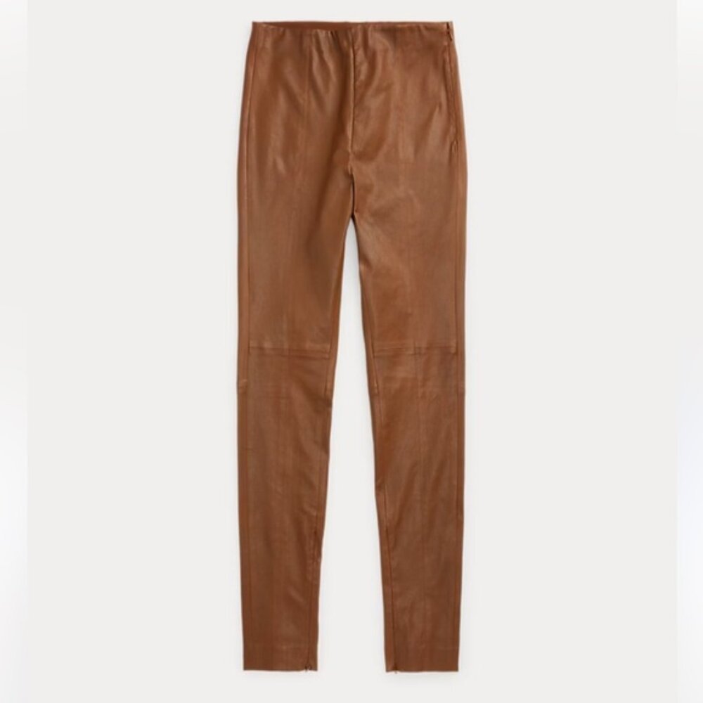 The Row Cognac Caramel Lambskin Stretch Pant